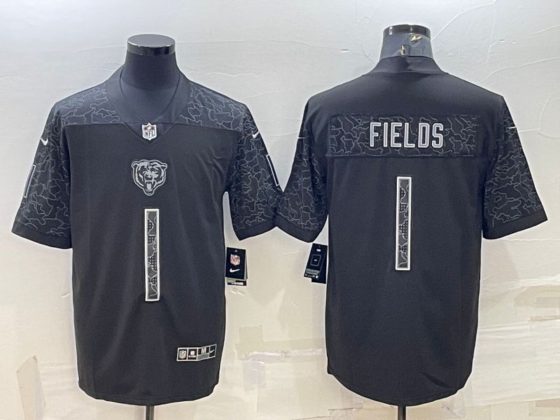 Men Chicago Bears 1 Fields Black Reflector 2022 Nike Limited NFL Jersey